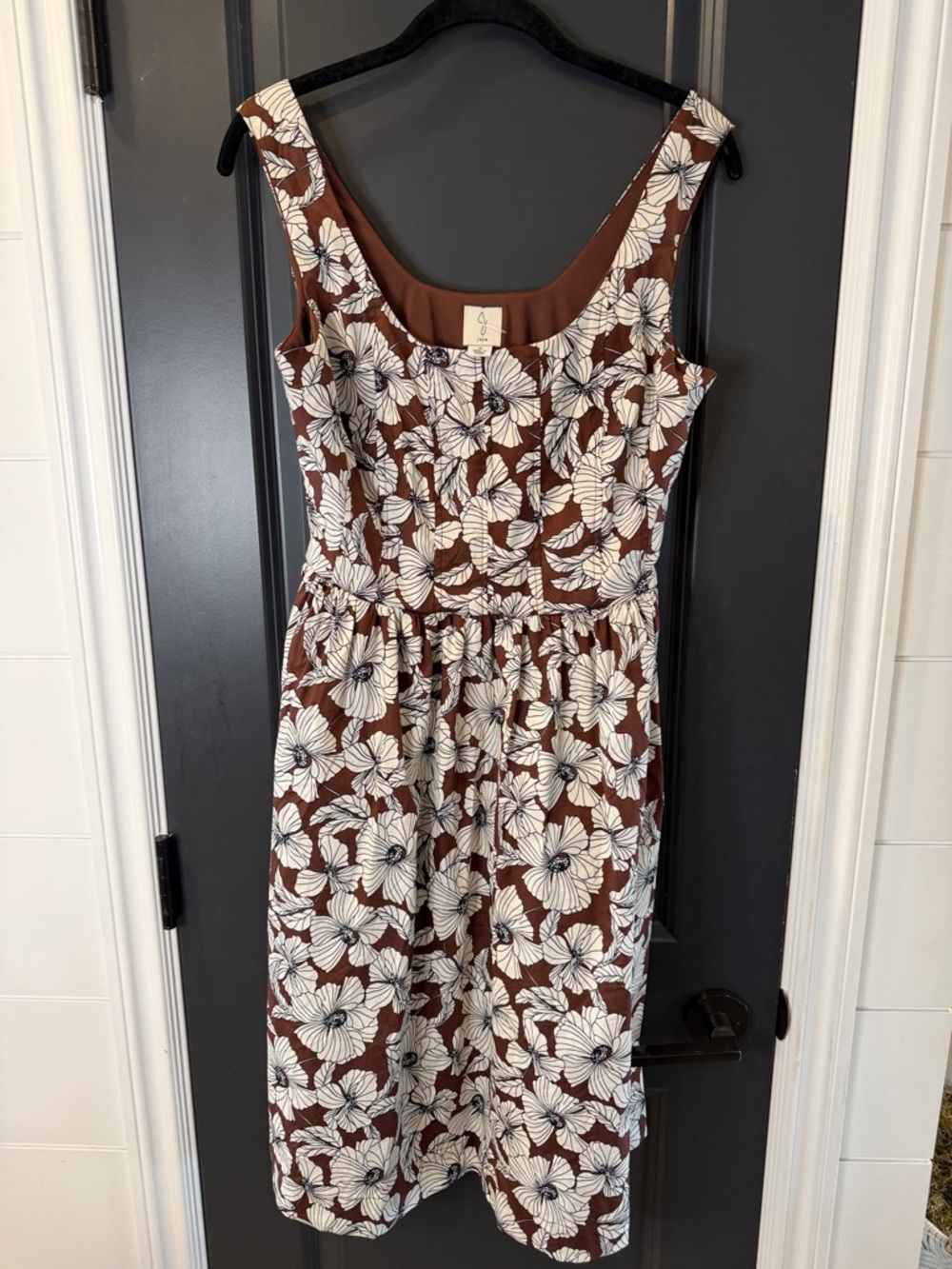Joie Brown and White Floral Midi Dress